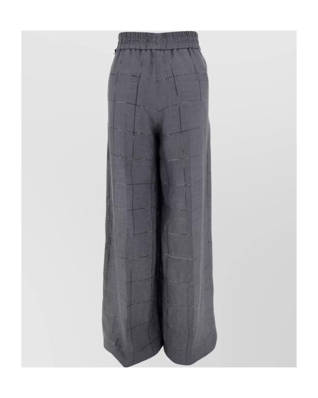 Brunello Cucinelli Gray Checked Dazzling Pants