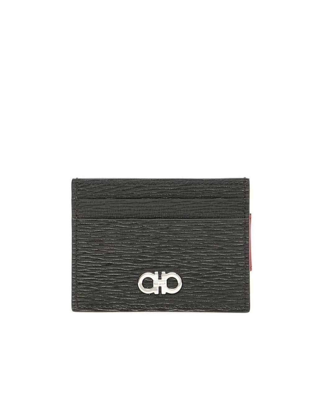 Ferragamo Black Gancini Clip Cardholder for men
