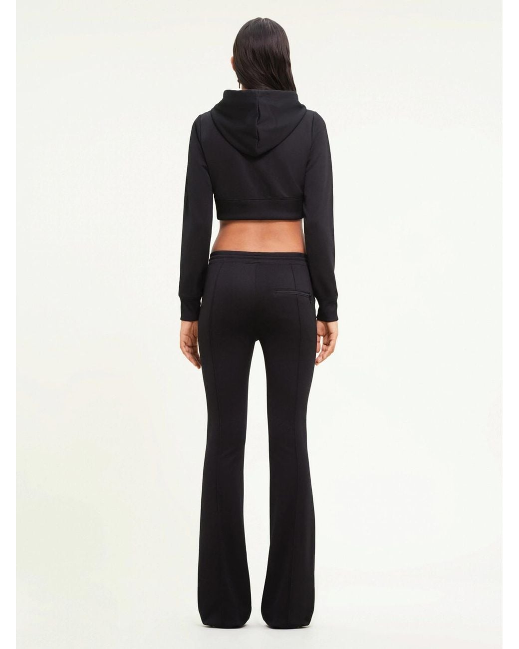 Courreges Black Logo-Patch Cropped Zipped Hoodie