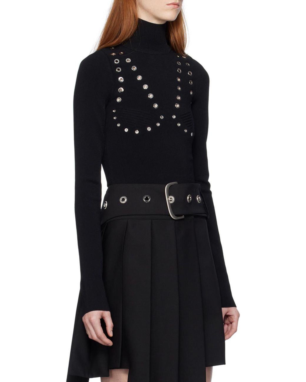 Off-White c/o Virgil Abloh Black Embellished High Neck Long-Sleeved Jumper