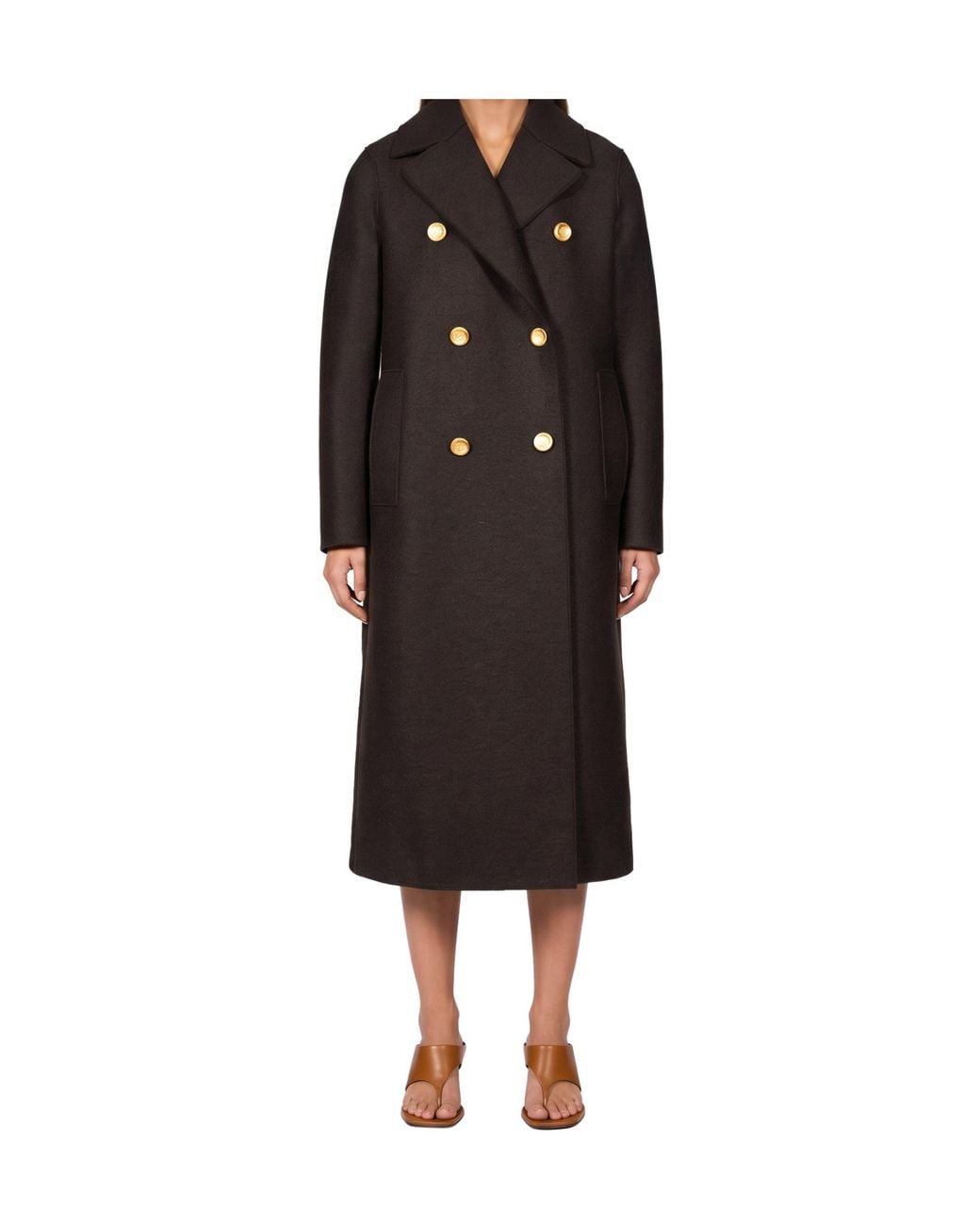 Harris Wharf London Black Notched-Lapel Double-Breasted Coat