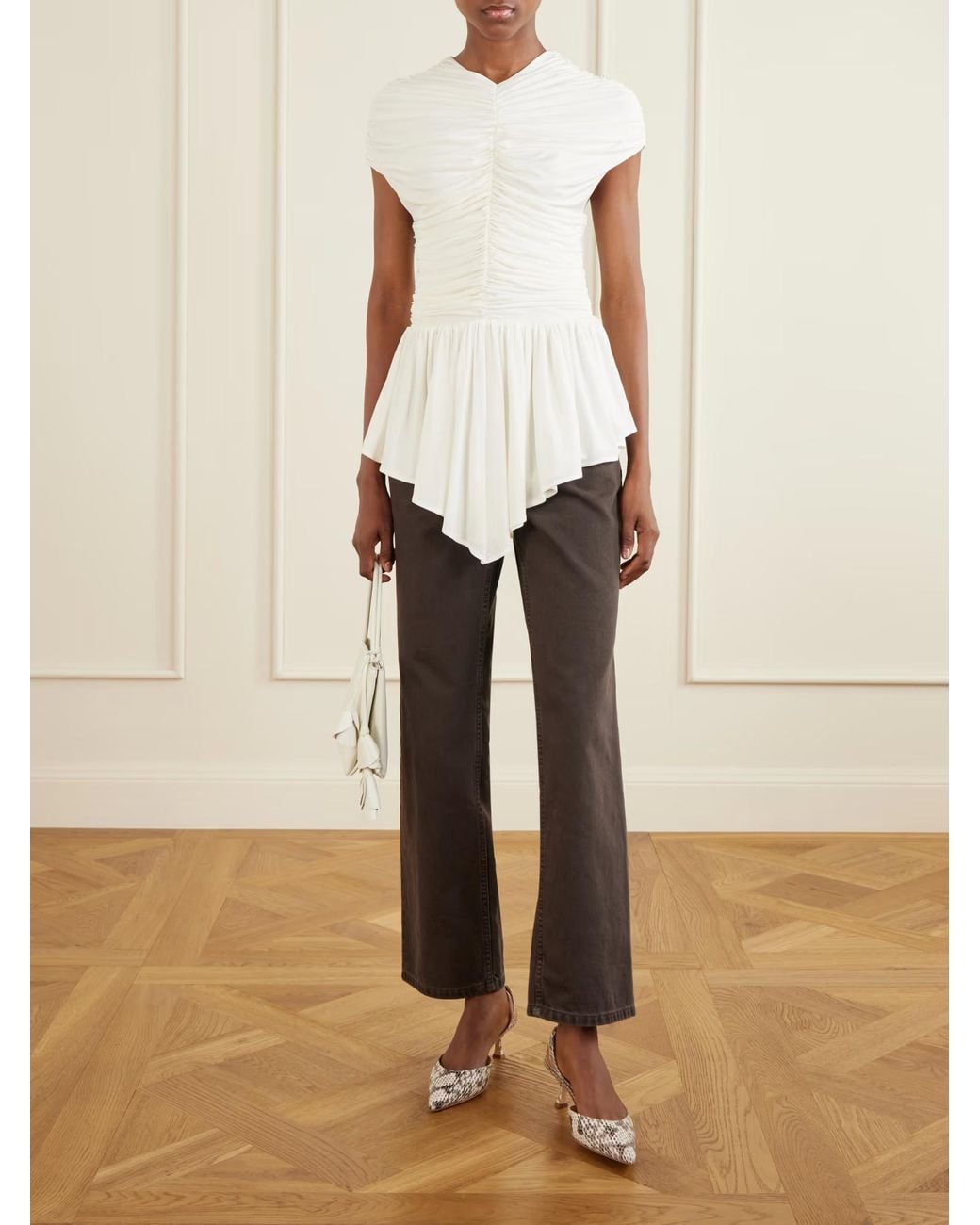Magda Butrym Brown Mid-Rise Straight-Leg Jeans