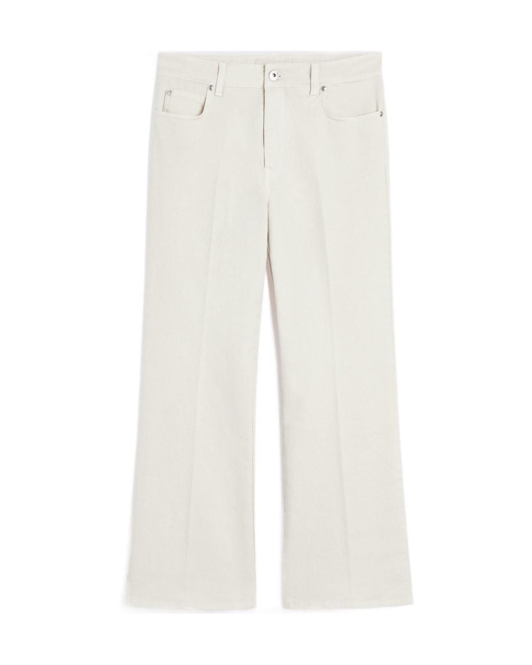 Weekend by Maxmara White Polonia Logo Patch Flared Pants