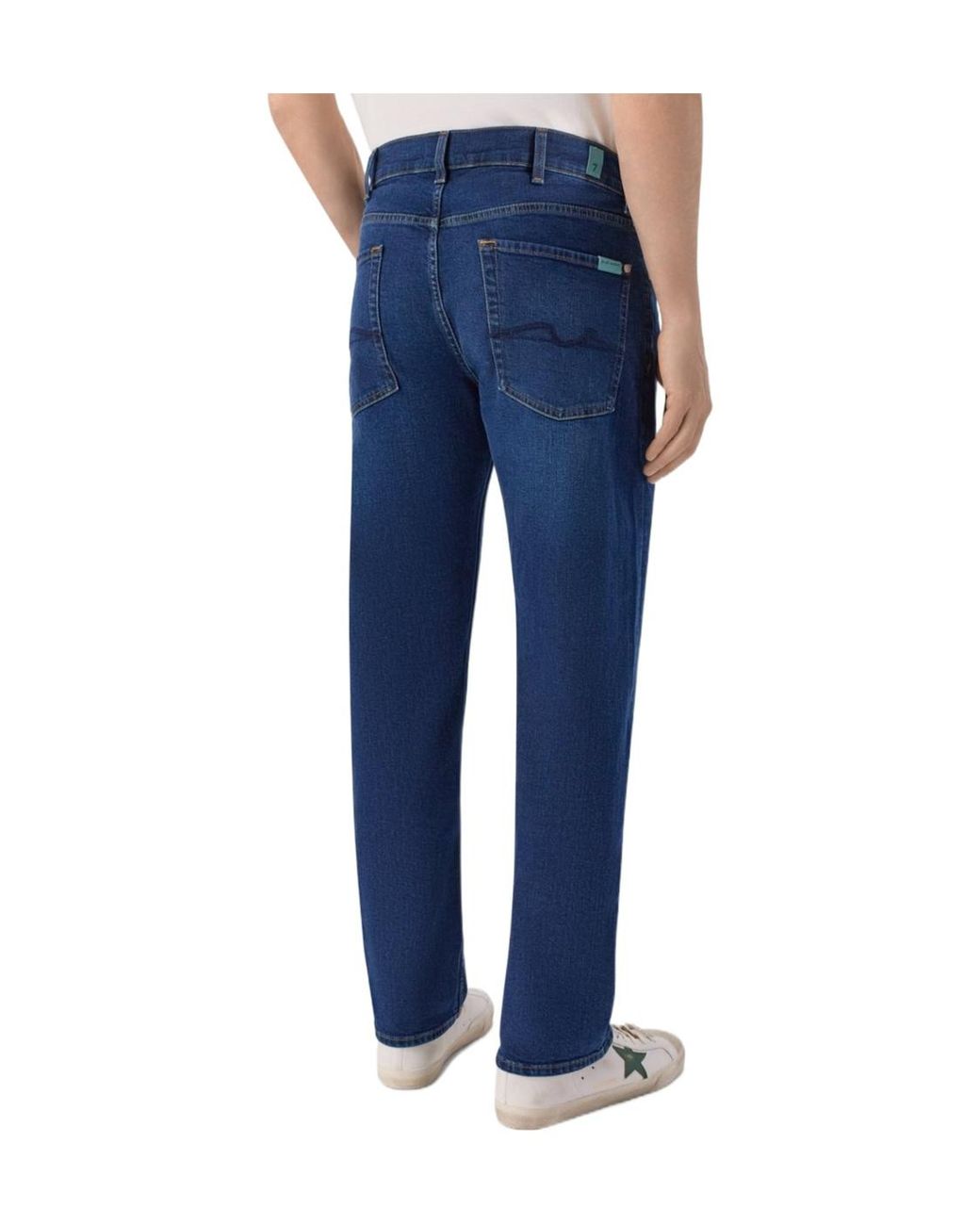 7 For All Mankind Blue Straight-Leg Stretch Jeans for men