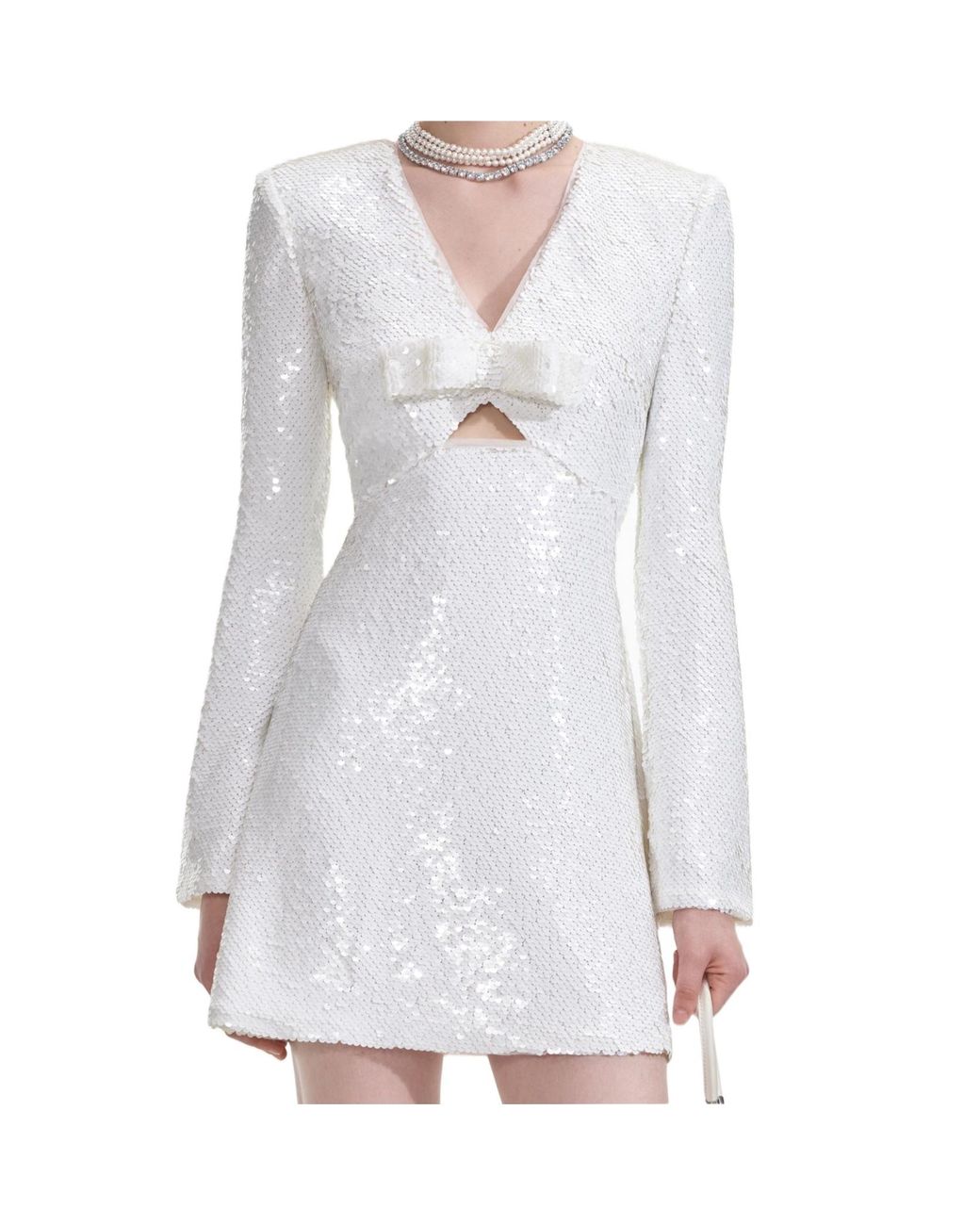Self-Portrait White Sequin Mini Dress