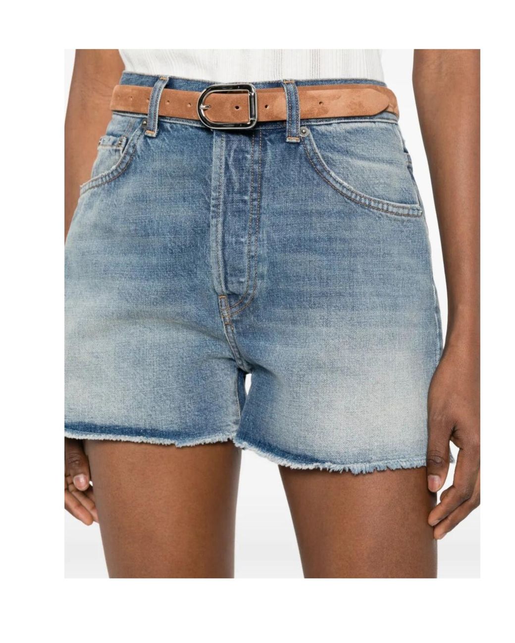 Dondup Blue Frayed Edged Denim Shorts