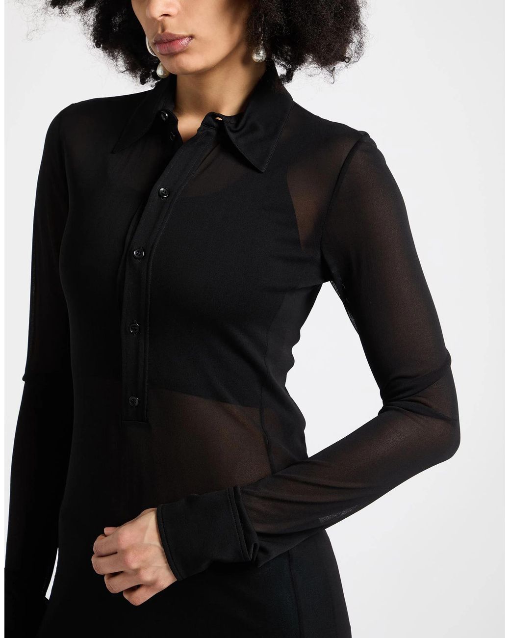 Saint Laurent Black Solid Colour Shirts Blouses