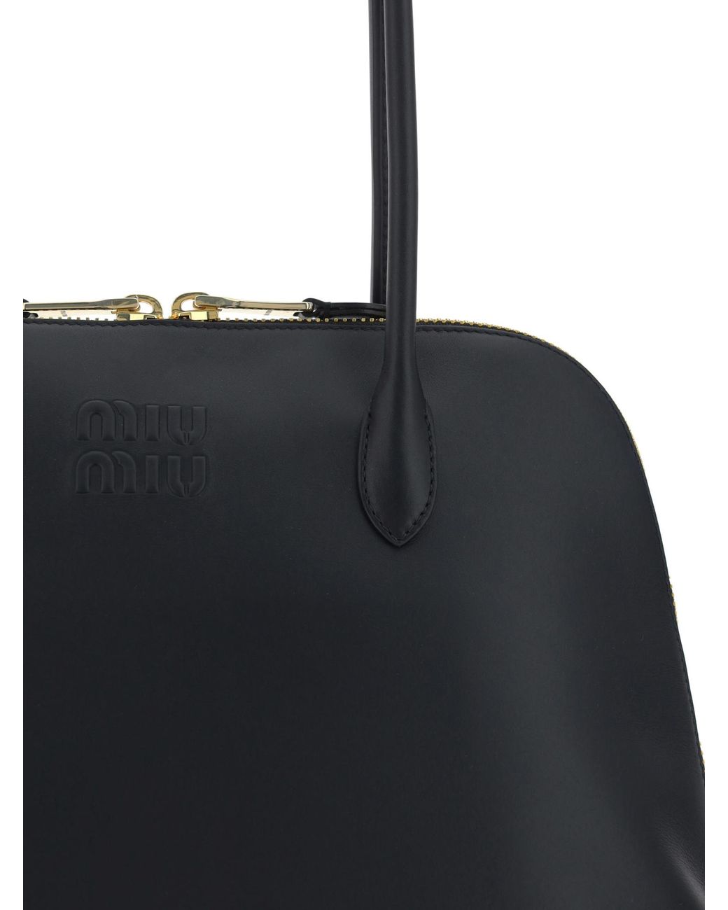 Miu Miu Black Logo-Embossed Zipped Shoulder Bag