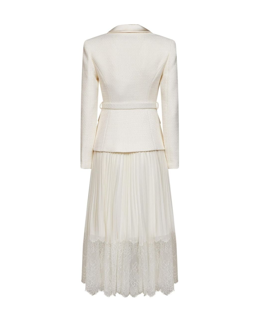 Self-Portrait Gray Boucle Shawl Collared Midi Dress