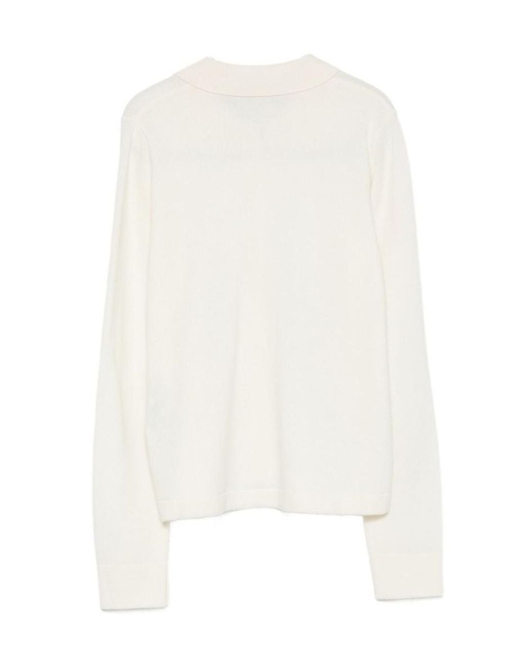 Seventy White Single-Breasted Long-Sleeve Knit Top