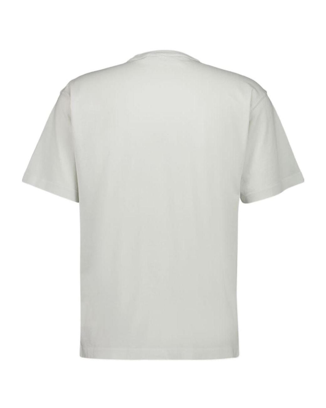 Stone Island White Logo Embroidered Crewneck T-Shirt for men