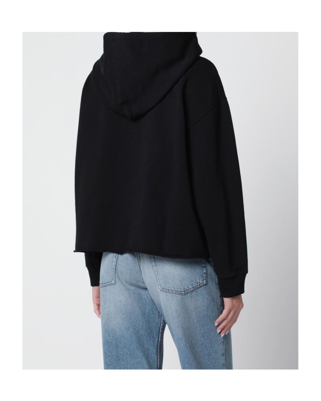 MM6 by Maison Margiela Black Drawstring Raw-Hem Hoodie