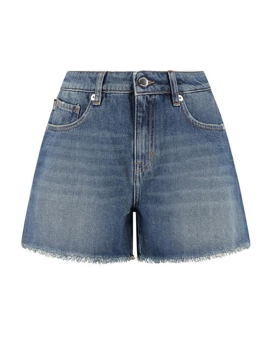 Moschino Blue Heart-Patch Denim Shorts