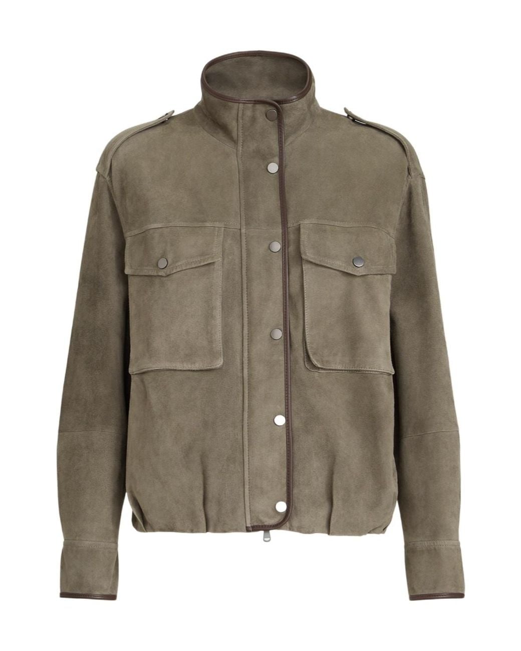 Brunello Cucinelli Green Leather Jacket