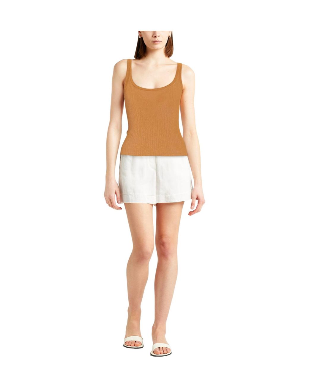 Max Mara Brown Solid Sleeveless Knit Top