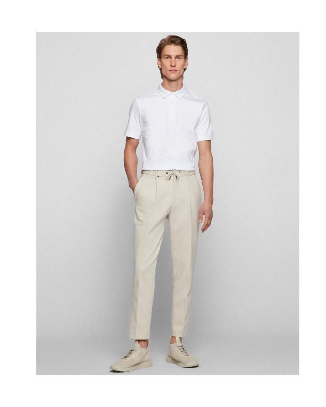 Boss White Boss Button Detailed Slim Fit Polo Shirt for men