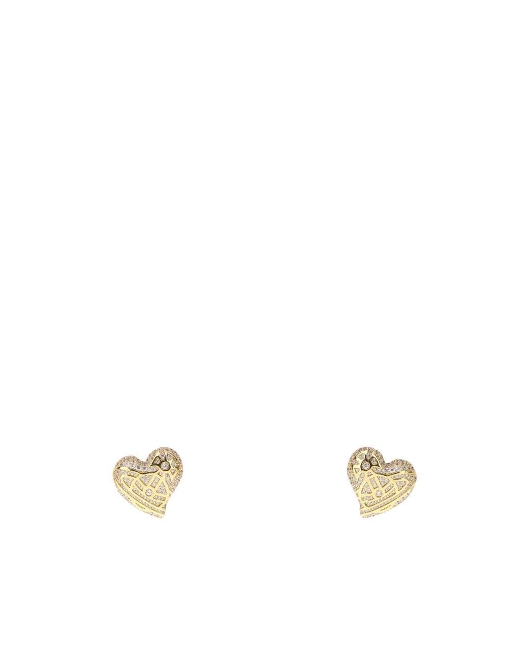 Vivienne Westwood White Evangeline Heart Earrings