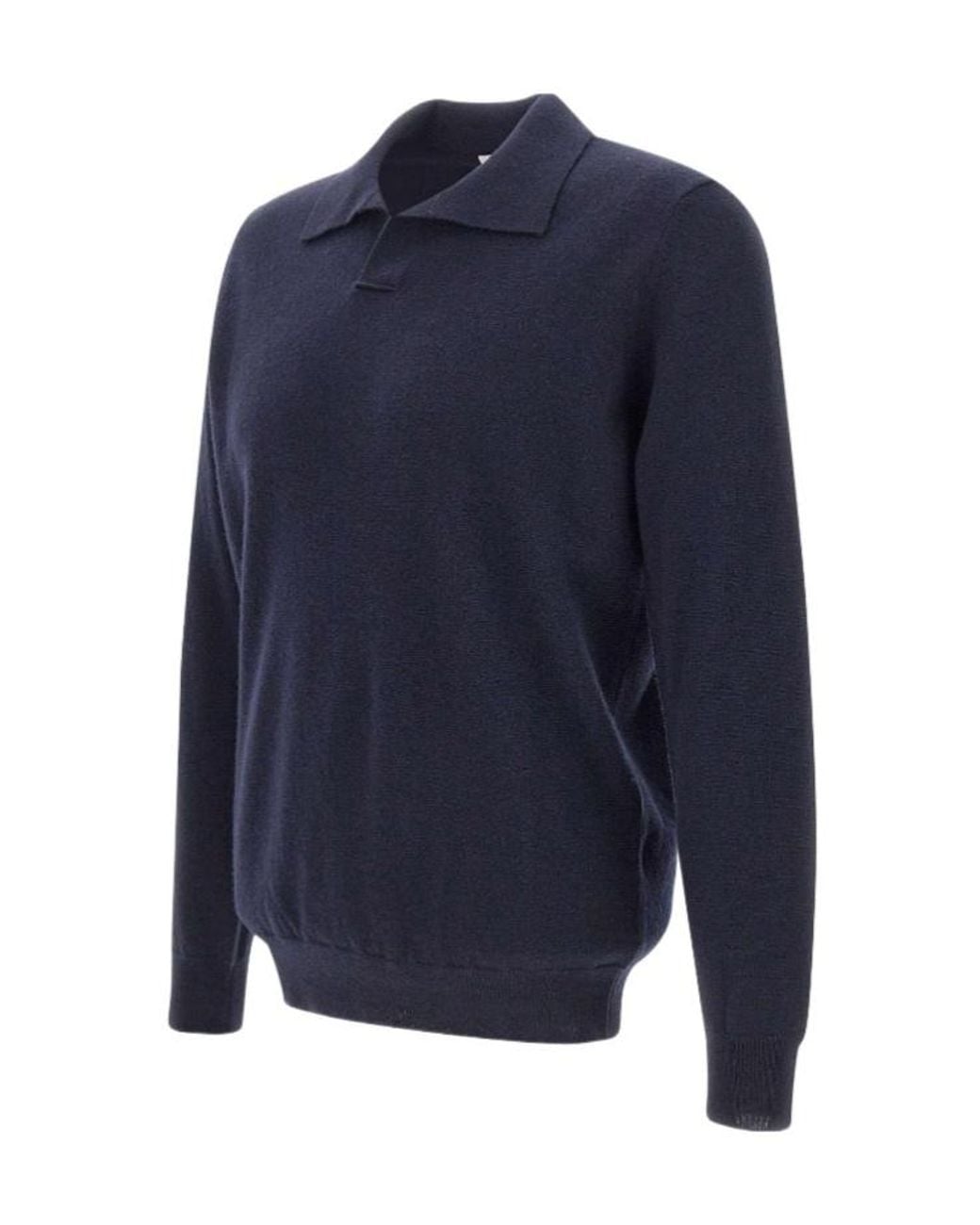Kangra Cashmere Blue Kangra Long-Sleeve Polo Shirt for men
