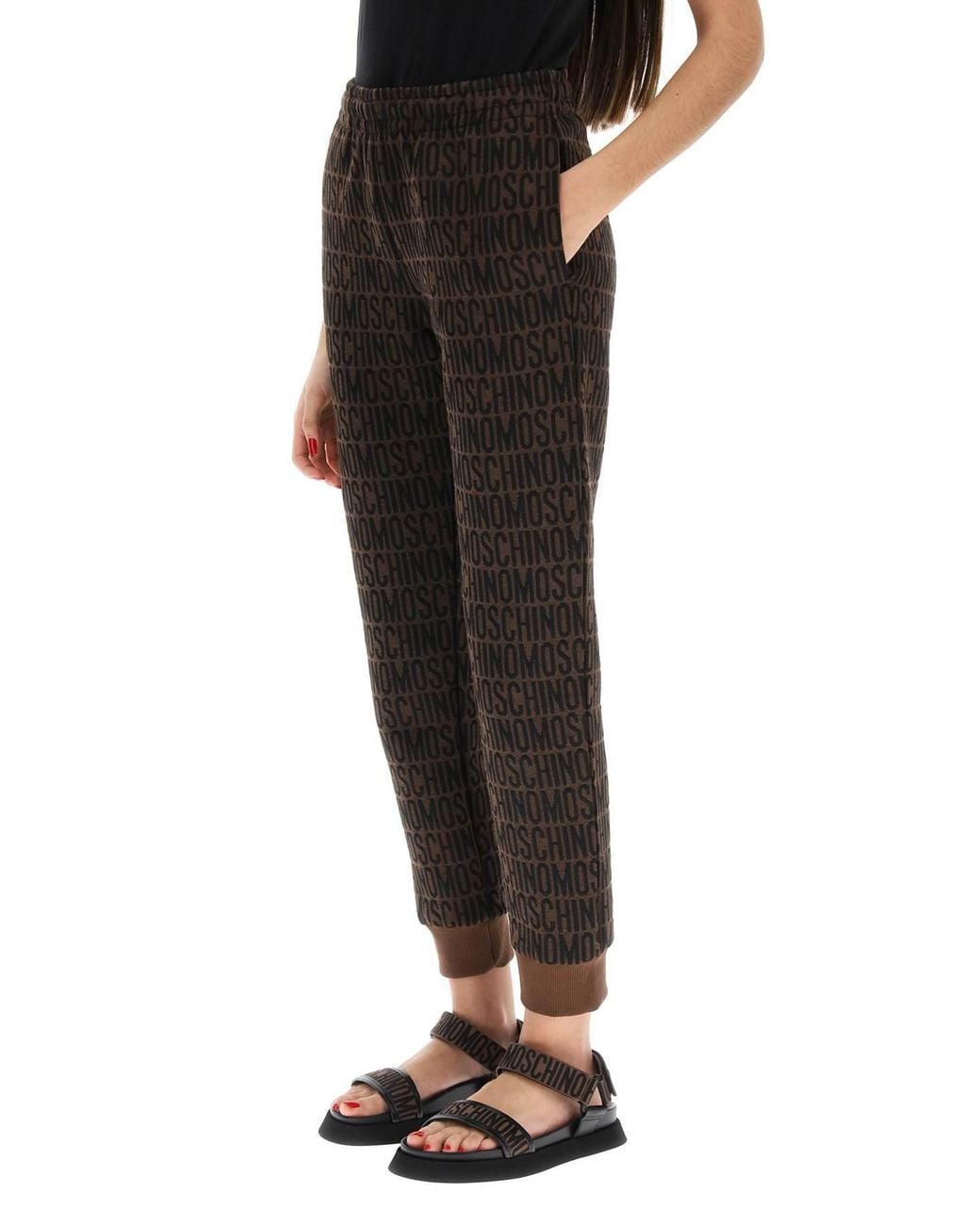 Moschino Brown Monogram-Print Joggers