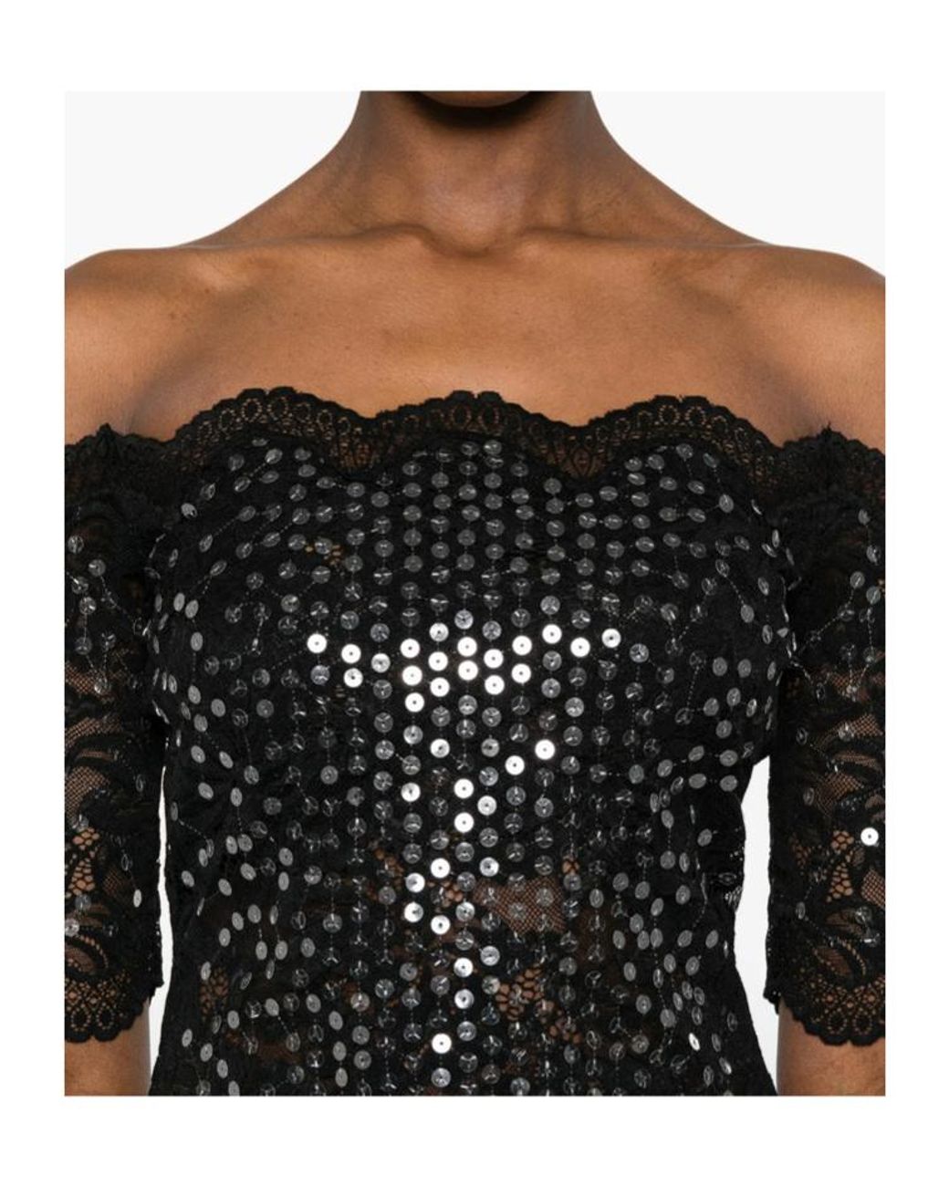 Rabanne Black Sequin Lace Top