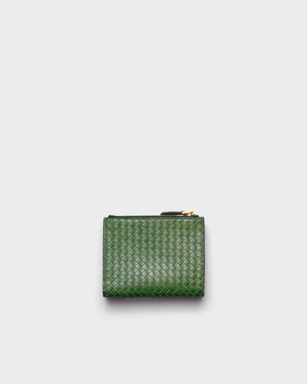 Prada Green Small Woven Madras Leather Wallet