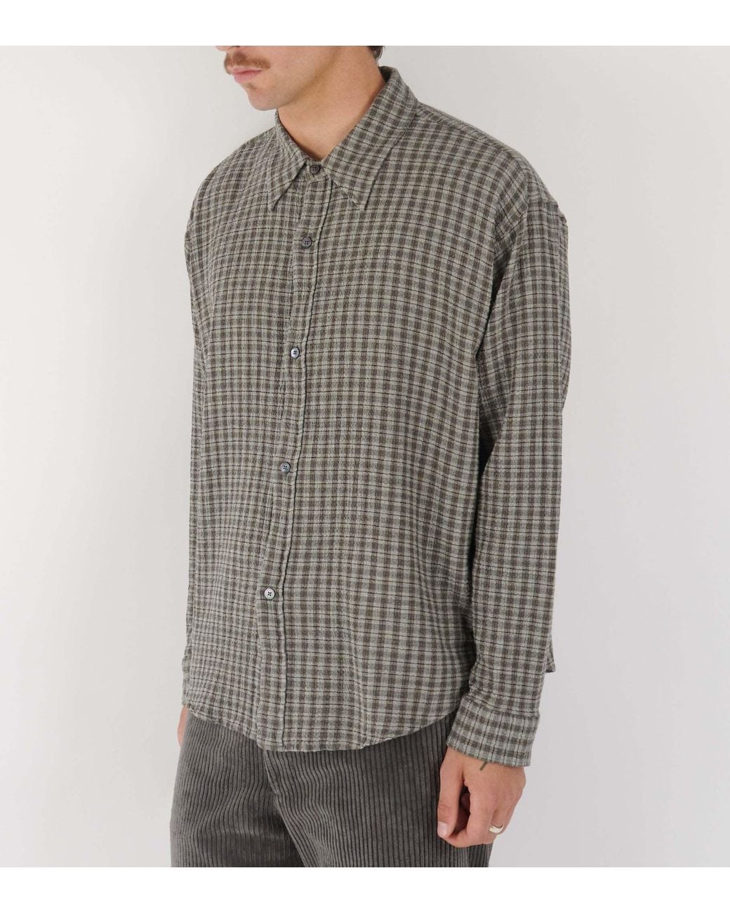 mfpen Gray Plaid Shirt for men
