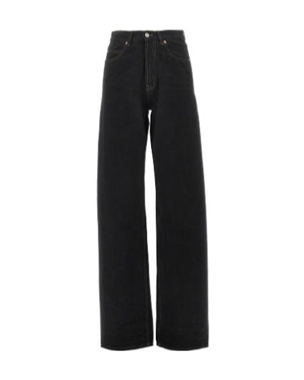 Saint Laurent Black Button Detailed Straight Leg Jeans