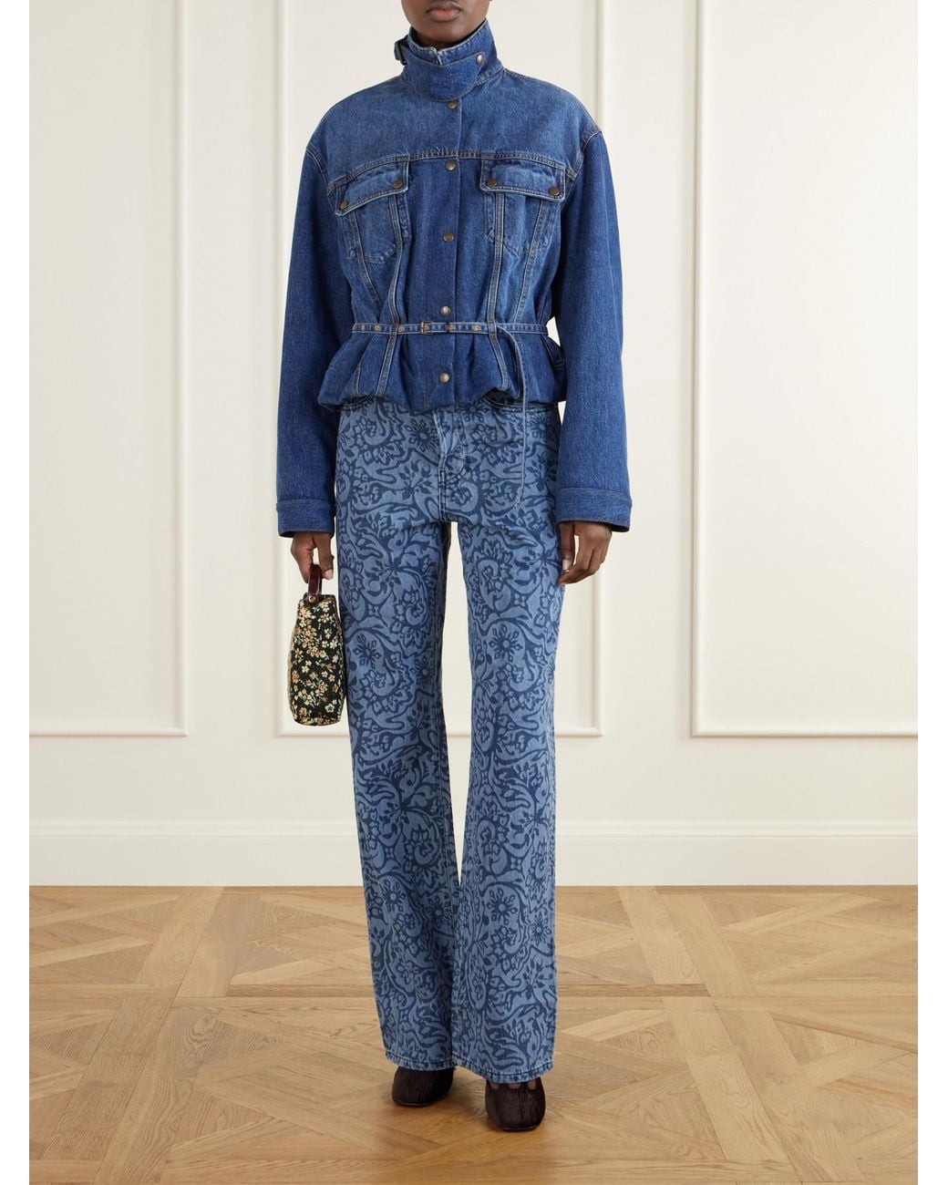 Dries Van Noten Blue High-Collar Denim Jacket