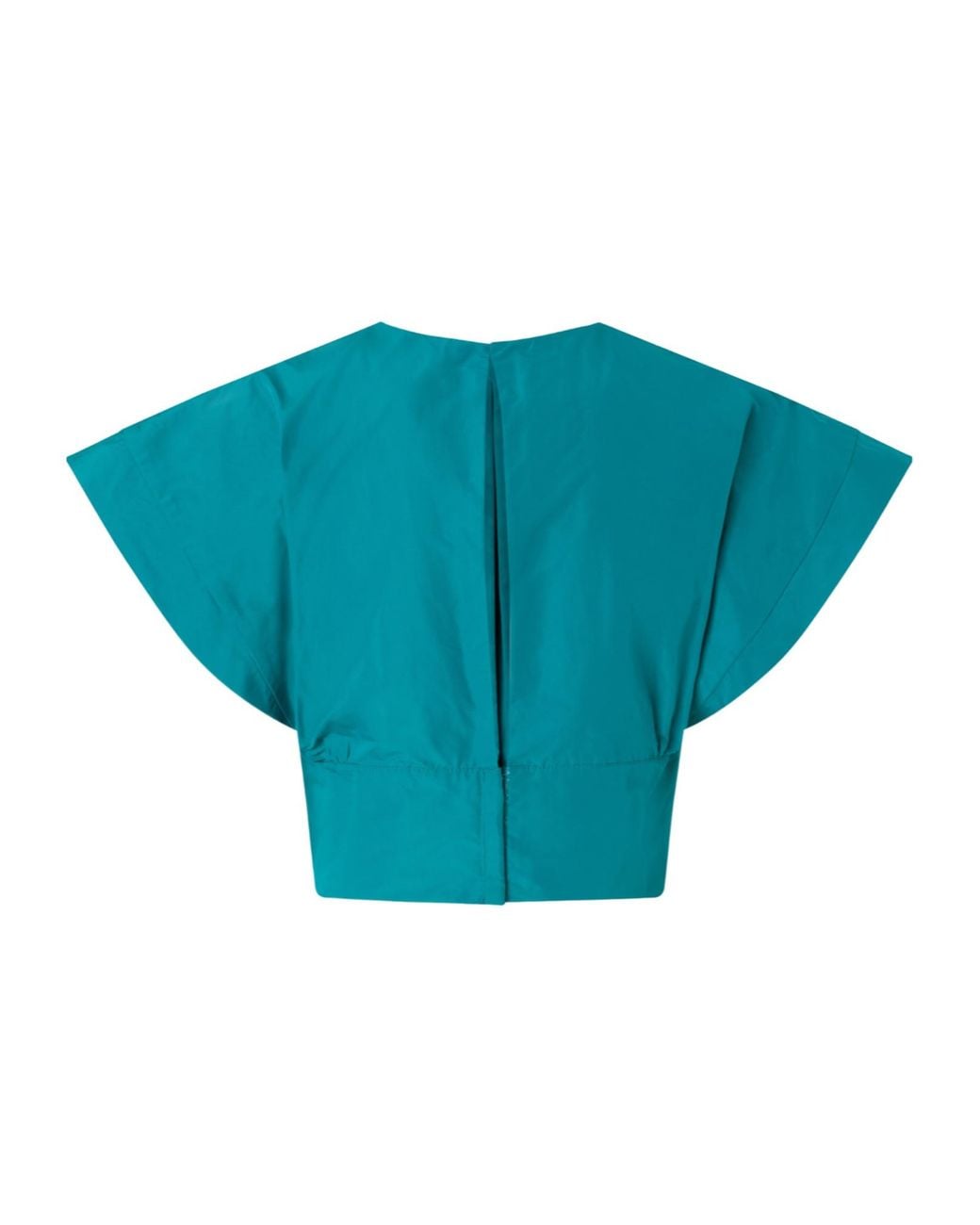 Pinko Blue Asparago Cropped Taffeta Top