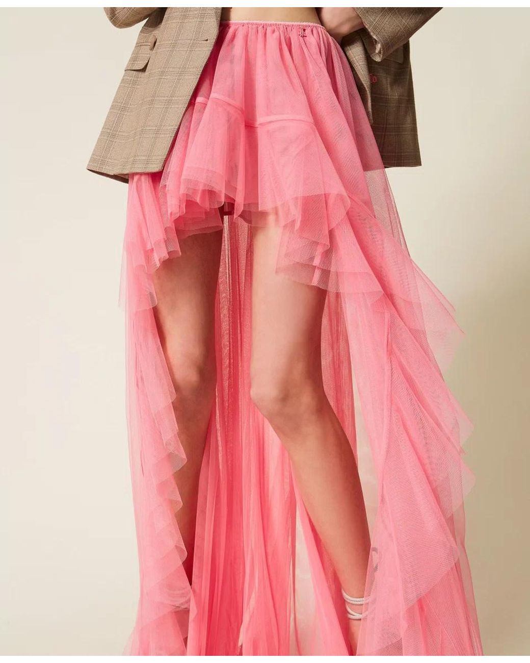 Twinset Pink X Myfo Asymmetric Tulle Skirt