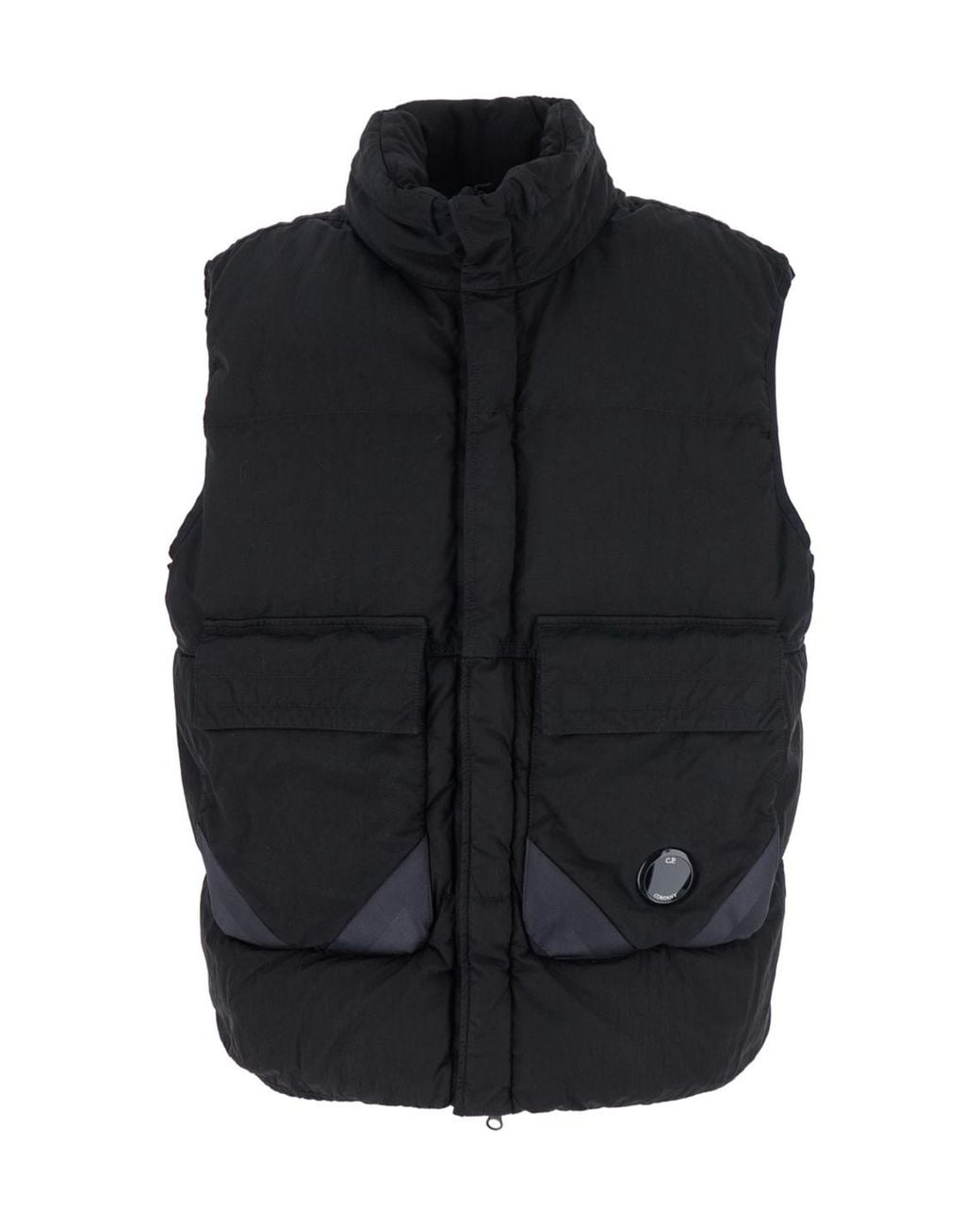 C P Company Black Eco-Chrome R Quilted Vest for men
