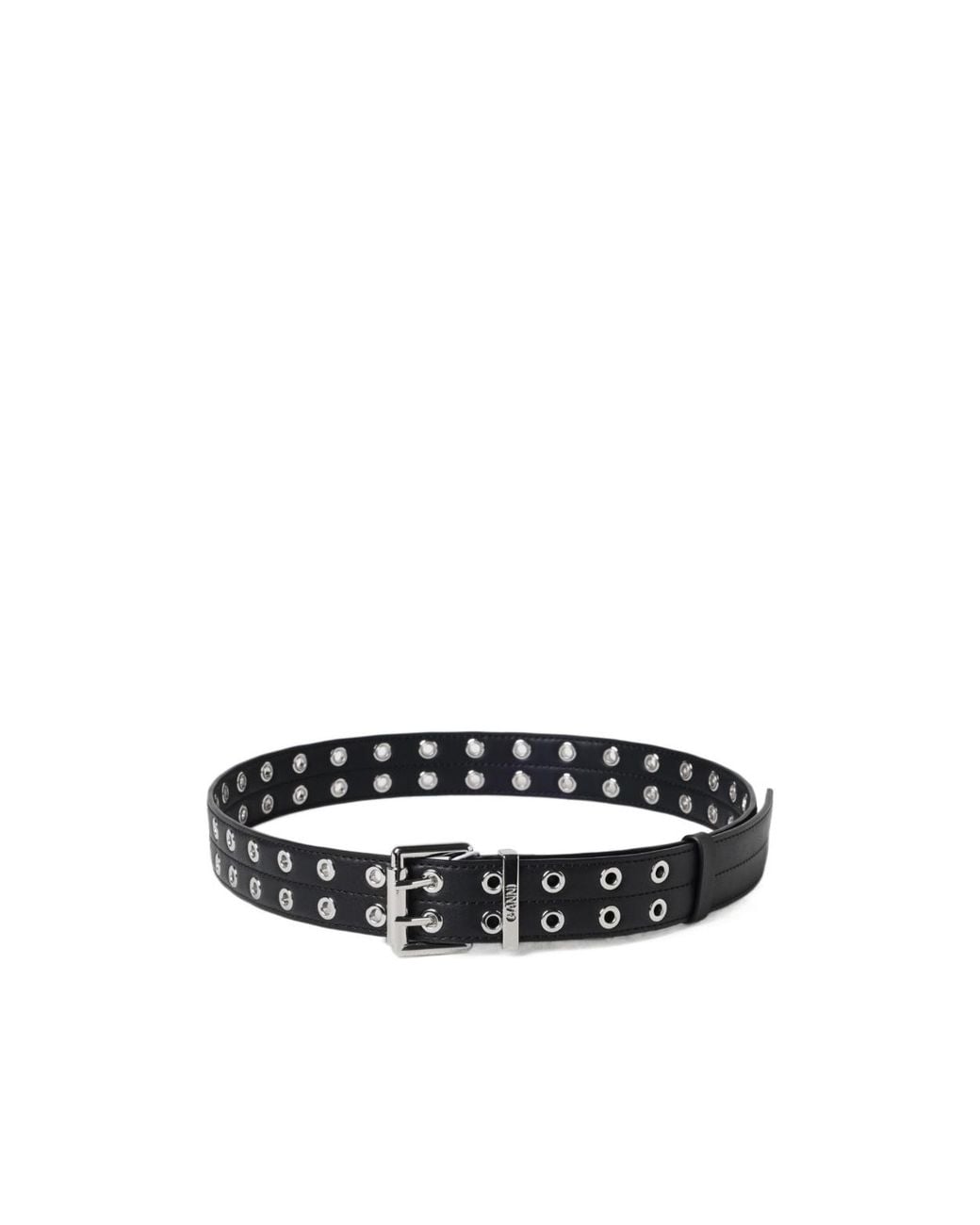 Ganni White Double Eyelet Belt
