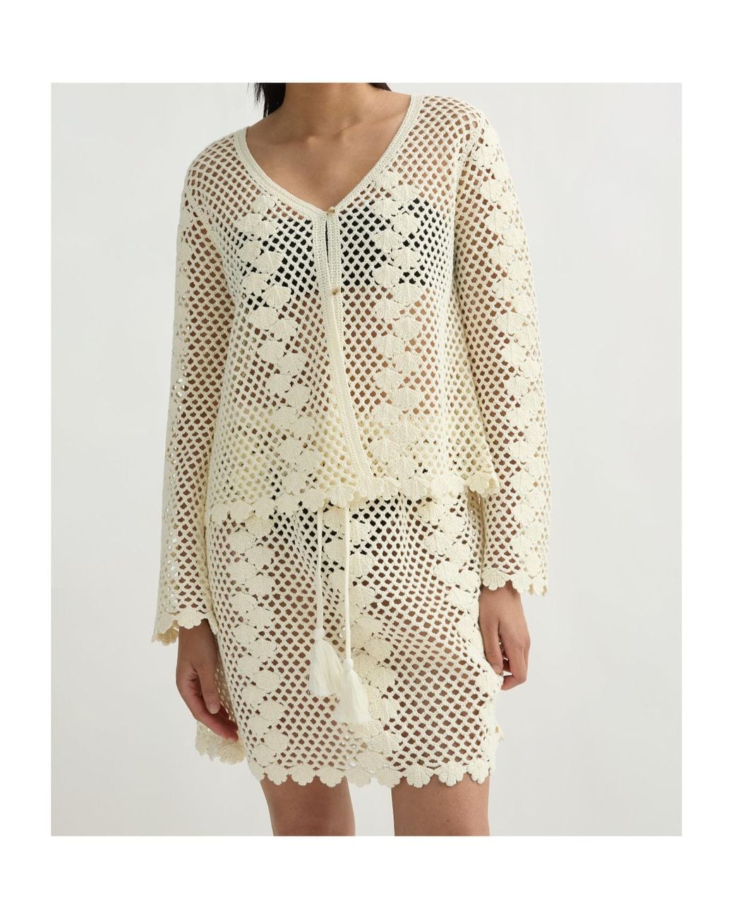 Posse White Saskia Crochet Cardigan