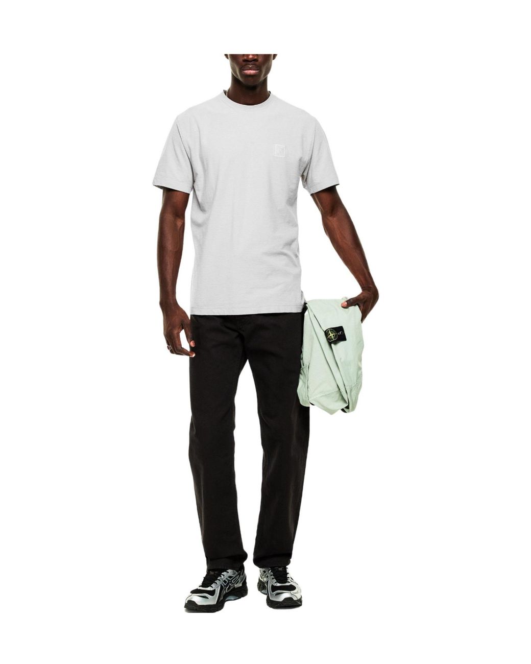Stone Island White Crew-Neck Cotton T-Shirt for men