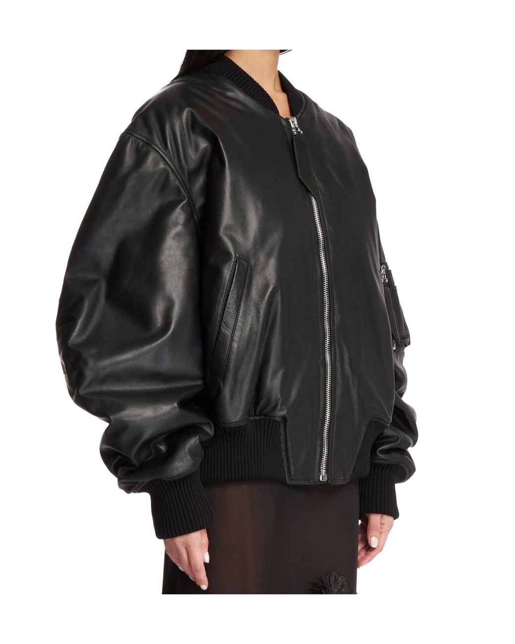 The Attico Black The Leather Bomber Jacket