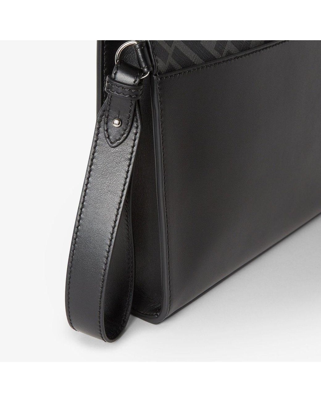 Fendi Black Cltuch With Ff Motif And Ff Logo Plaque for men