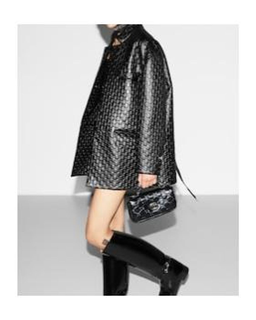 Gucci Black Gg Embossed Leather Jacket