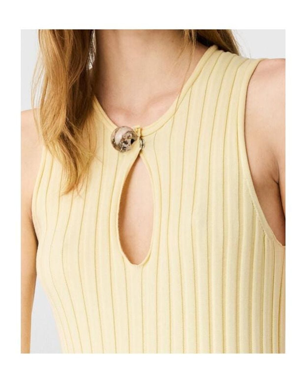 Stella McCartney Metallic Sleeveless Ribbed-Knit Midi Dress