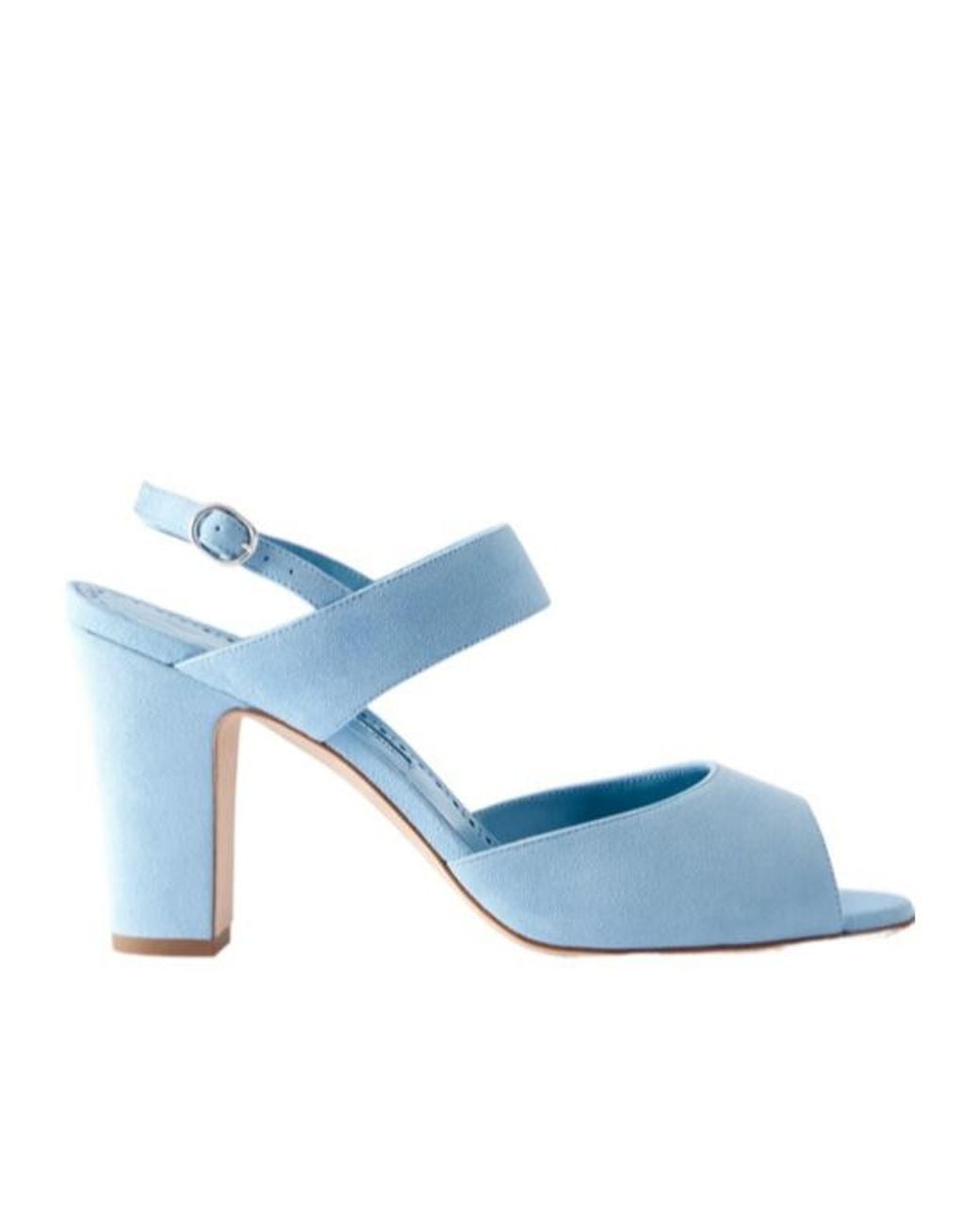 Manolo Blahnik Blue Suede Slingback Sandals