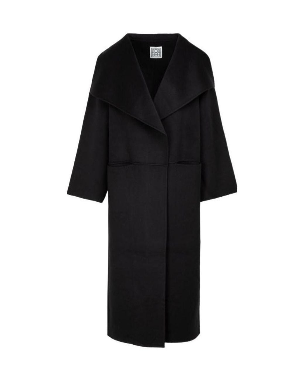 Totême Black Totême Side-Slit Draped Coat