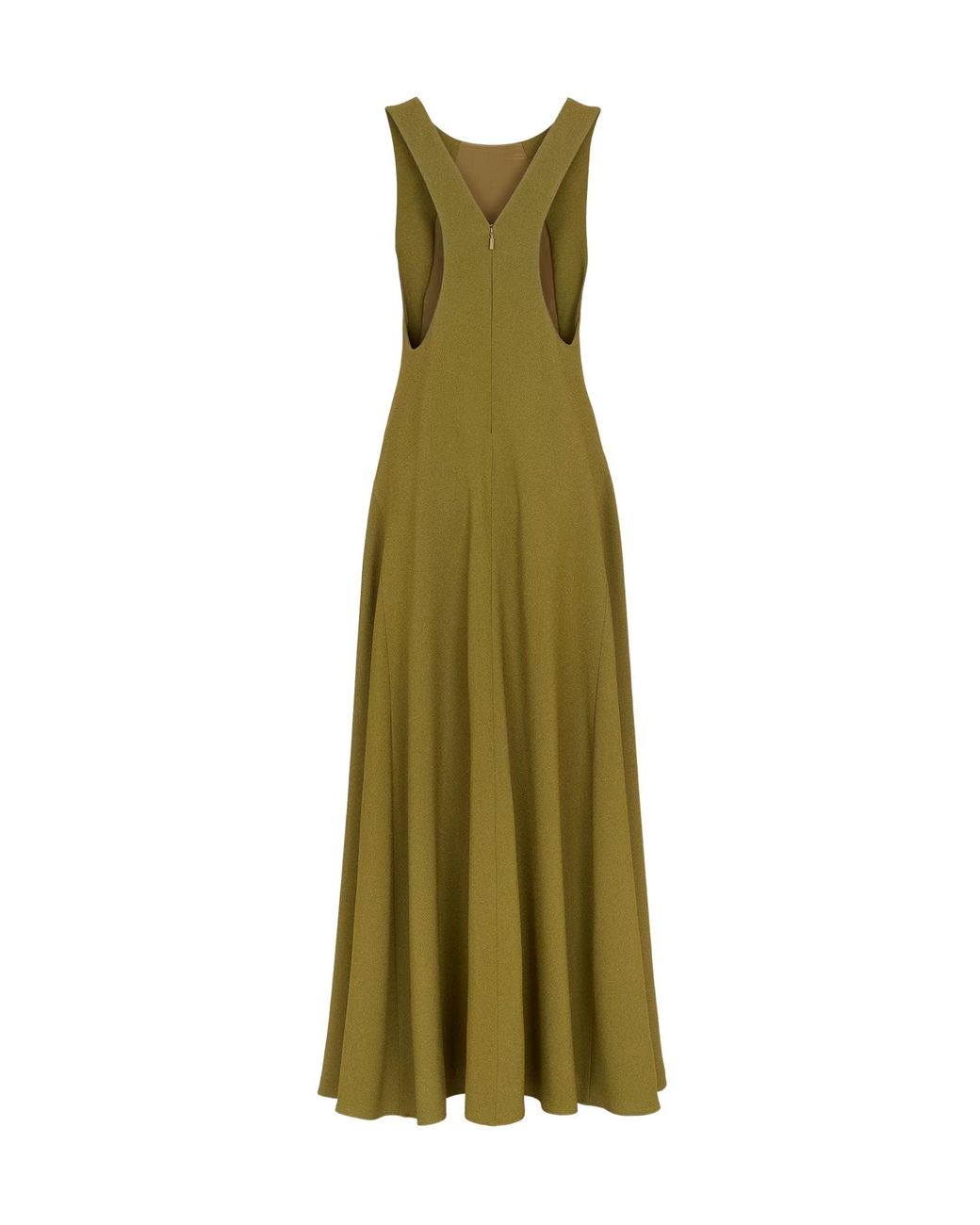 Fendi Green Back V-Shaped Sleeveless Midi Dress