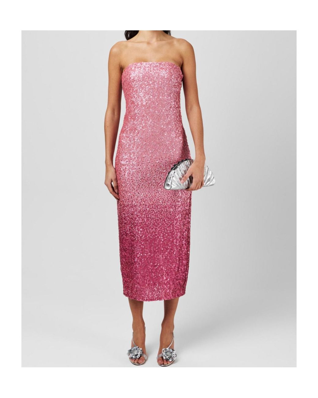 LoveShackFancy Pink Stasia Sequined Ombré Midi Dress