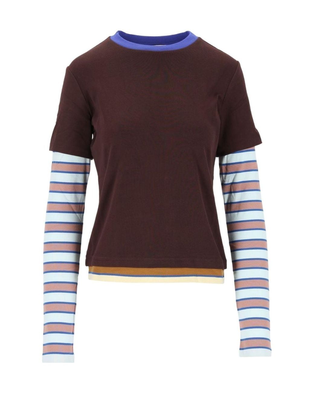 Staud Brown Dillon Layered Long Sleeve T-Shirt
