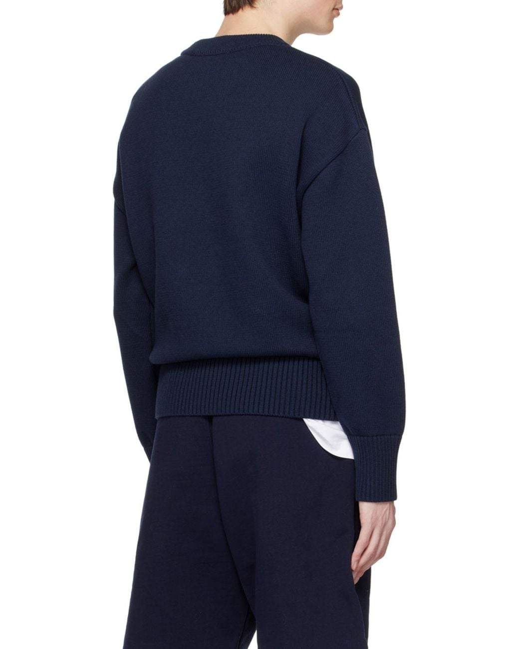 AMI Blue Logo Embroidered Crewneck Jumper for men