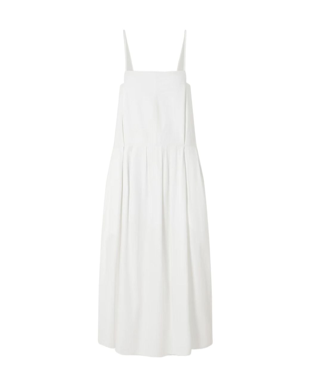 Khaite White Adira Pleated Cotton-Poplin Midi Dress