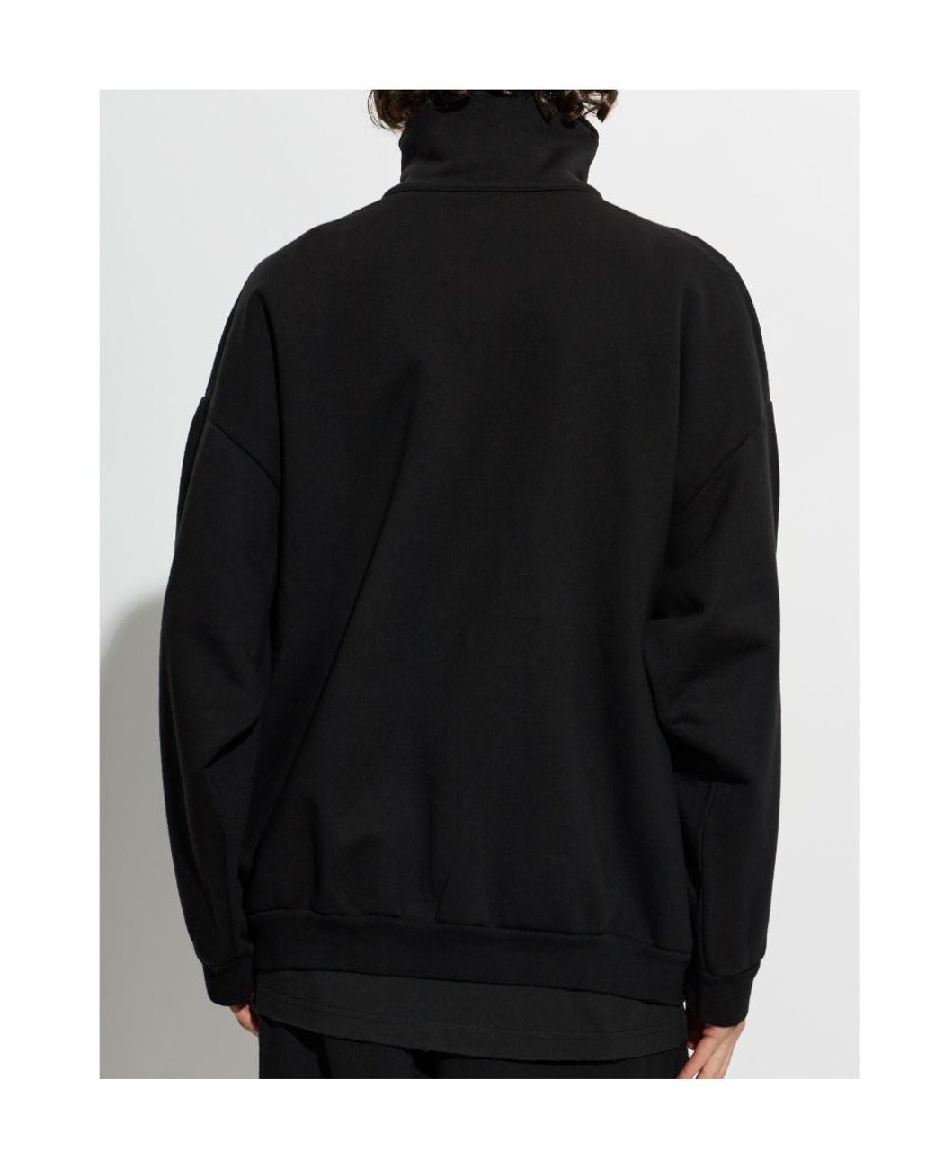 Balenciaga Black Long-Sleeve Zip-Up Sweatshirt for men