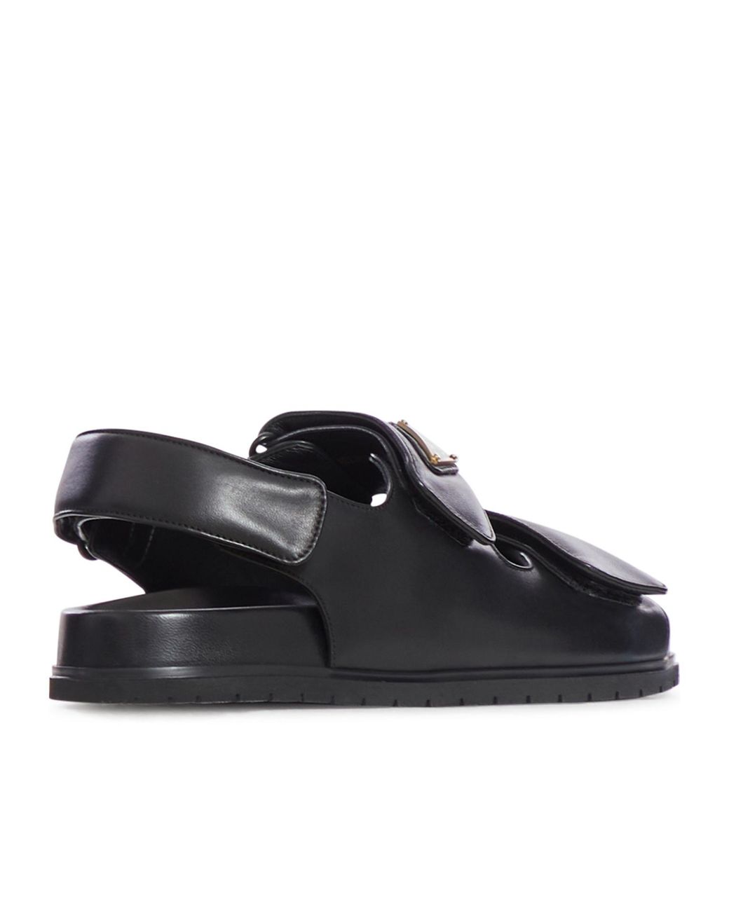 Prada Black Triangle-Logo Sandals