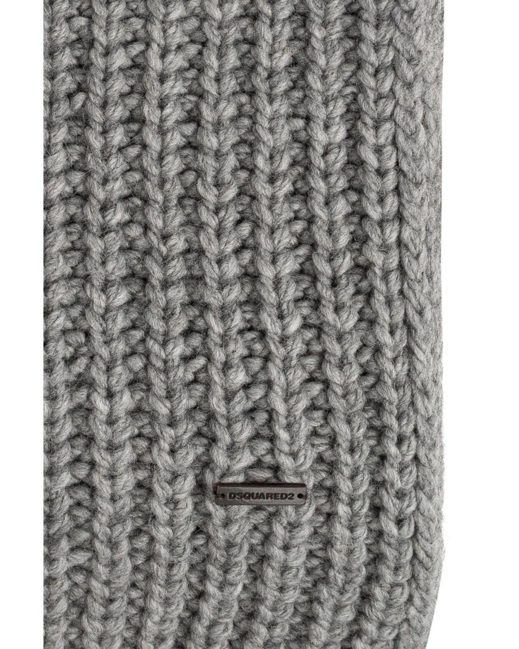 DSquared² Gray Ribbed Logo Scarf for men