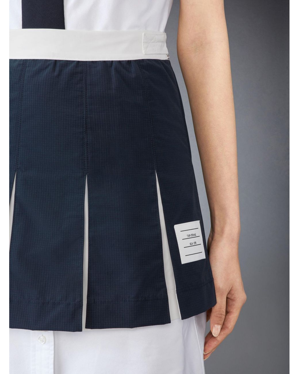 Thom Browne Blue Pleated Ripstop Miniskirt