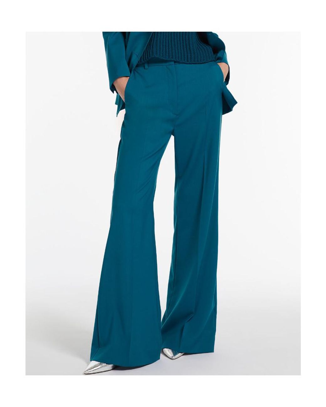 Weekend by Maxmara Blue Horn Woolen Trousers